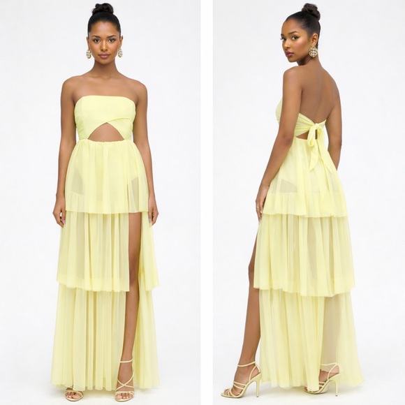 For Love & Lemons Juni Maxi Dress  Yellow  NWT  Size M